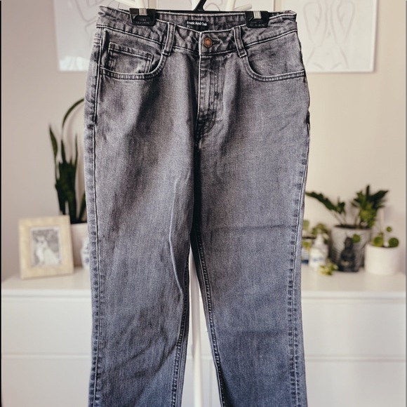 FRANK & OAK Cropped Wide Leg Dark Wash/Black High Waisted Jeans - Picture 1 of 4
